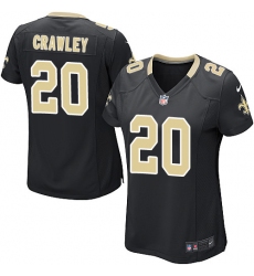 Women's Nike New Orleans Saints #20 Ken Crawley Game Black Team Color NFL Jersey