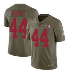 Men's Nike New York Giants #44 Doug Kotar Limited Olive 2017 Salute to Service NFL Jersey