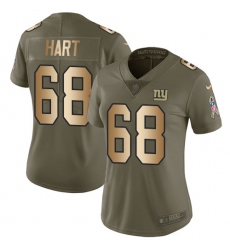 Women's Nike New York Giants #68 Bobby Hart Limited Olive/Gold 2017 Salute to Service NFL Jersey