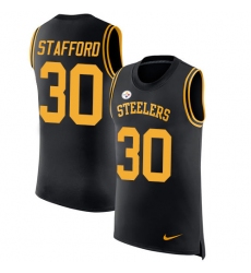 Men's Nike Pittsburgh Steelers #30 Daimion Stafford Black Rush Player Name & Number Tank Top NFL Jersey