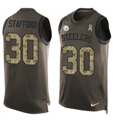 Men's Nike Pittsburgh Steelers #30 Daimion Stafford Limited Green Salute to Service Tank Top NFL Jersey