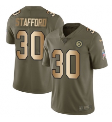 Youth Nike Pittsburgh Steelers #30 Daimion Stafford Limited Olive/Gold 2017 Salute to Service NFL Jersey