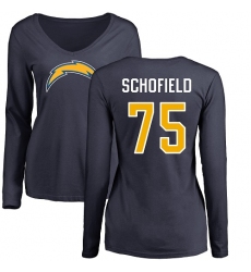 NFL Women's Nike Los Angeles Chargers #75 Michael Schofield Navy Blue Name & Number Logo Long Sleeve T-Shirt