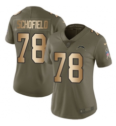 Women's Nike Los Angeles Chargers #78 Michael Schofield Limited Olive/Gold 2017 Salute to Service NFL Jersey