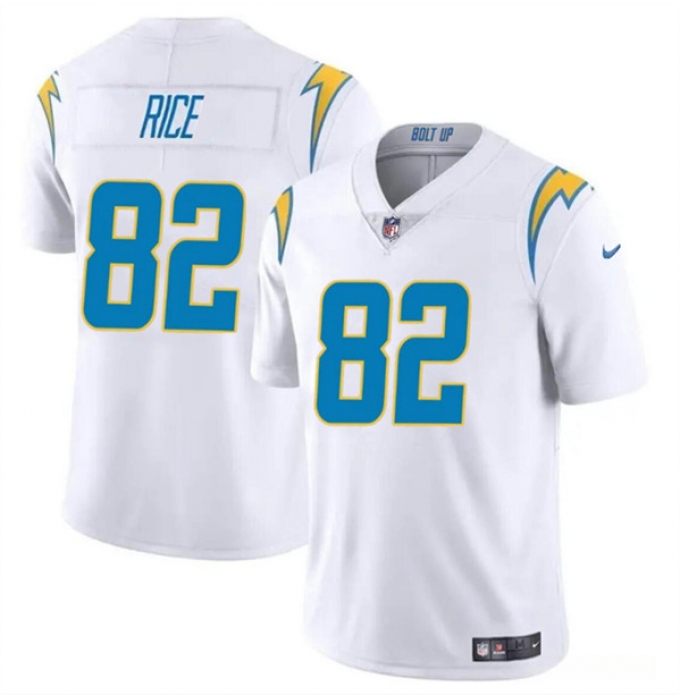 Men's Los Angeles Chargers #82 Brenden Rice White 2024 Draft Vapor Limited Football Stitched Jersey