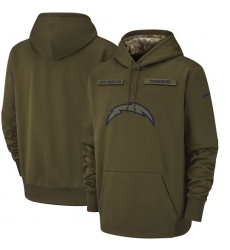 Men's Los Angeles Chargers Nike Olive Salute to Service Sideline Therma Performance Pullover Hoodie