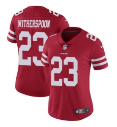 Women's Nike San Francisco 49ers #23 Ahkello Witherspoon Red Team Color Vapor Untouchable Elite Player NFL Jersey