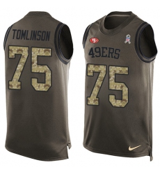 Men's Nike San Francisco 49ers #75 Laken Tomlinson Limited Green Salute to Service Tank Top NFL Jersey