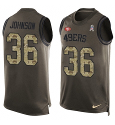 Men's Nike San Francisco 49ers #36 Dontae Johnson Limited Green Salute to Service Tank Top NFL Jersey
