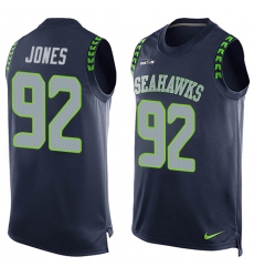 Men's Nike Seattle Seahawks #92 Nazair Jones Limited Steel Blue Player Name & Number Tank Top NFL Jersey