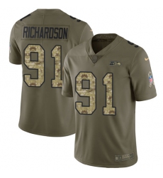 Men's Nike Seattle Seahawks #91 Sheldon Richardson Limited Olive/Camo 2017 Salute to Service NFL Jersey