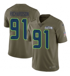 Youth Nike Seattle Seahawks #91 Sheldon Richardson Limited Olive 2017 Salute to Service NFL Jersey