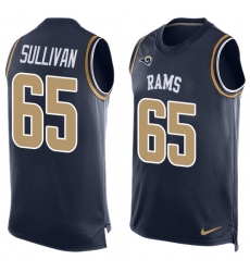Men's Nike Los Angeles Rams #65 John Sullivan Limited Navy Blue Player Name & Number Tank Top NFL Jersey