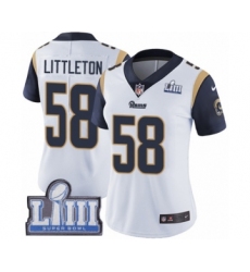 Women's Nike Los Angeles Rams #58 Cory Littleton White Vapor Untouchable Limited Player Super Bowl LIII Bound NFL Jersey