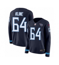 Women's Nike Tennessee Titans #64 Josh Kline Limited Navy Blue Therma Long Sleeve NFL Jersey