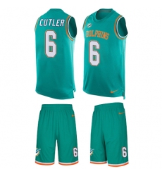 Men's Nike Miami Dolphins #6 Jay Cutler Limited Aqua Green Tank Top Suit NFL Jersey