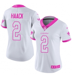Women's Nike Miami Dolphins #2 Matt Haack Limited White Pink Rush Fashion NFL Jersey