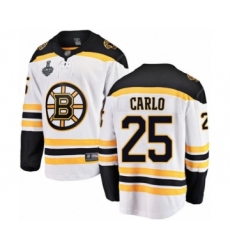 Men's Boston Bruins #25 Brandon Carlo Authentic White Away Fanatics Branded Breakaway 2019 Stanley Cup Final Bound Hockey Jersey