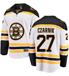 Men's Boston Bruins #27 Austin Czarnik Authentic White Away Fanatics Branded Breakaway NHL Jersey