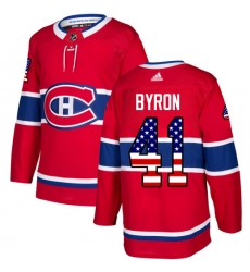 Youth Adidas Montreal Canadiens #41 Paul Byron Authentic Red USA Flag Fashion NHL Jersey