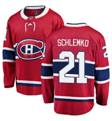 Men's Montreal Canadiens #21 David Schlemko Authentic Red Home Fanatics Branded Breakaway NHL Jersey