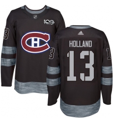 Men's Adidas Montreal Canadiens #13 Peter Holland Authentic Black 1917-2017 100th Anniversary NHL Jersey