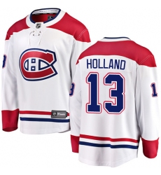 Youth Montreal Canadiens #13 Peter Holland Authentic White Away Fanatics Branded Breakaway NHL Jersey