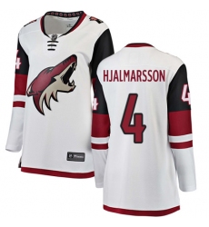 Women's Arizona Coyotes #4 Niklas Hjalmarsson Authentic White Away Fanatics Branded Breakaway NHL Jersey