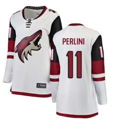 Women's Arizona Coyotes #11 Brendan Perlini Authentic White Away Fanatics Branded Breakaway NHL Jersey