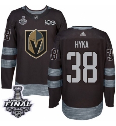 Men's Adidas Vegas Golden Knights #38 Tomas Hyka Authentic Black 1917-2017 100th Anniversary 2018 Stanley Cup Final NHL Jersey