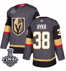 Men's Adidas Vegas Golden Knights #38 Tomas Hyka Premier Gray Home 2018 Stanley Cup Final NHL Jersey
