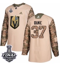 Youth Adidas Vegas Golden Knights #37 Reid Duke Authentic Camo Veterans Day Practice 2018 Stanley Cup Final NHL Jersey