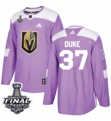 Youth Adidas Vegas Golden Knights #37 Reid Duke Authentic Purple Fights Cancer Practice 2018 Stanley Cup Final NHL Jersey