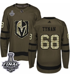 Youth Adidas Vegas Golden Knights #68 T.J. Tynan Authentic Green Salute to Service 2018 Stanley Cup Final NHL Jersey