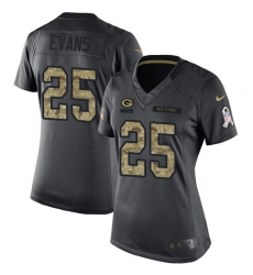 Women's Nike Green Bay Packers #25 Marwin Evans Limited Black 2016 Salute to Service NFL Jersey