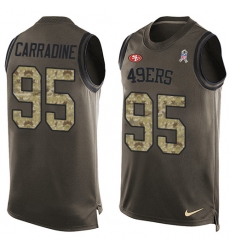 Men's Nike San Francisco 49ers #95 Tank Carradine Limited Green Salute to Service Tank Top NFL Jersey