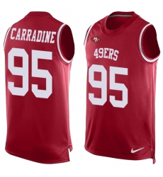 Men's Nike San Francisco 49ers #95 Tank Carradine Limited Red Player Name & Number Tank Top NFL Jersey