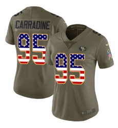 Women's Nike San Francisco 49ers #95 Tank Carradine Limited Olive/USA Flag 2017 Salute to Service NFL Jersey