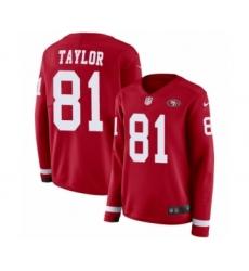 Women's Nike San Francisco 49ers #81 Trent Taylor Limited Red Therma Long Sleeve NFL Jersey