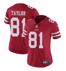 Women's Nike San Francisco 49ers #81 Trent Taylor Red Team Color Vapor Untouchable Limited Player NFL Jersey