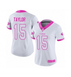Women's San Francisco 49ers #15 Trent Taylor Limited White Pink Rush Fashion Football Jersey