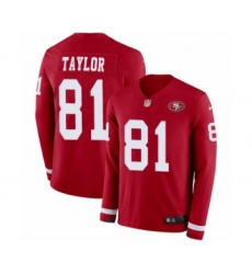 Youth Nike San Francisco 49ers #81 Trent Taylor Limited Red Therma Long Sleeve NFL Jersey