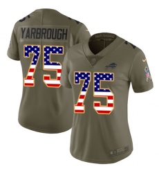 Women's Nike Buffalo Bills #75 Eddie Yarbrough Limited Olive/USA Flag 2017 Salute to Service NFL Jersey