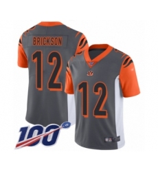 Men's Cincinnati Bengals #12 Alex Erickson Limited Silver Inverted Legend 100th Season Football Jersey