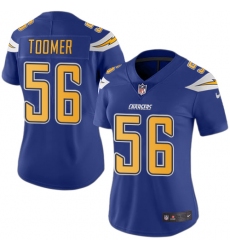 Women's Nike Los Angeles Chargers #56 Korey Toomer Limited Electric Blue Rush Vapor Untouchable NFL Jersey