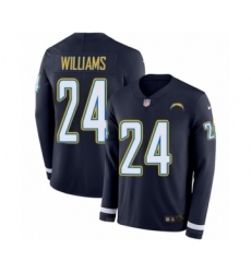 Men's Nike Los Angeles Chargers #24 Trevor Williams Limited Navy Blue Therma Long Sleeve NFL Jersey