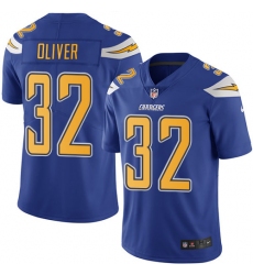Men's Nike Los Angeles Chargers #32 Branden Oliver Limited Electric Blue Rush Vapor Untouchable NFL Jersey