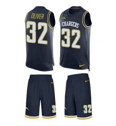 Men's Nike Los Angeles Chargers #32 Branden Oliver Limited Navy Blue Tank Top Suit NFL Jersey
