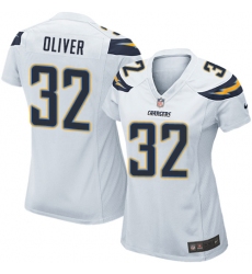 Women's Nike Los Angeles Chargers #32 Branden Oliver Game White NFL Jersey