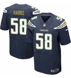 Men's Nike Los Angeles Chargers #58 Nigel Harris Elite Navy Blue Team Color NFL Jersey
